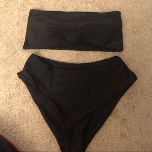 Black Strapless High-waisted Swimsuit